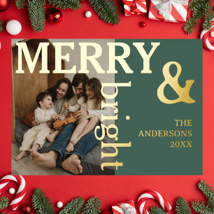 Merry & Bright Family Photo Elegant Olive Green