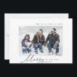 Merry & Bright, Family Photo, Modern Script Holiday Card<br><div class="desc">Merry & Bright. Celebrate the Christmas holiday season with this family photo card (printed and/or downloadable), in modern minimalist script themed. It is fully customisable and personalised with your own greeting messages. It is simple, easy, yet modern minimalist and festive. This is the perfect greeting card for sending your holiday...</div>