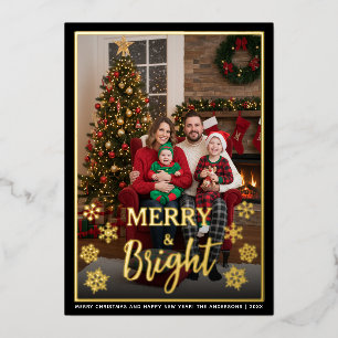 Merry & Bright Family Photo & Snowflakes Christmas