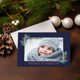 Merry & Bright Festive Holiday Photo Card