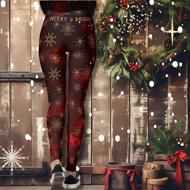Merry & Bright Festive Red Pattern Leggings (Merry & Bright Festive Red Pattern Leggings)