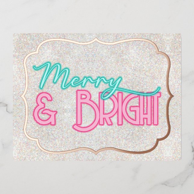 Merry & Bright Foil Holiday Postcard (Front)