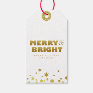 Merry & Bright | Fun Christmas White & Gold Mini Gift Tags