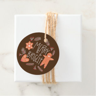 Merry & Bright Gingerbread Cookies Favour Tags