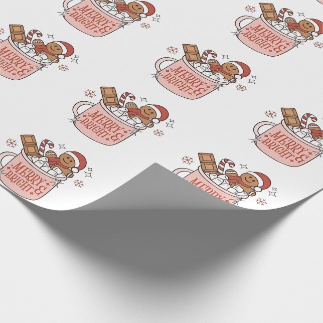  Merry & Bright Gingerbread in Bathtub Of Cacao   Wrapping Paper (Corner)