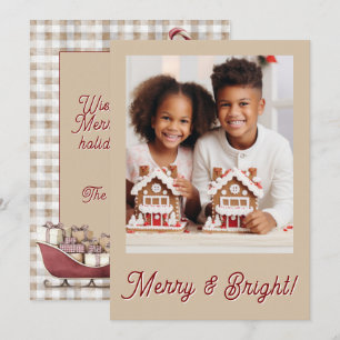 Merry & Bright Gingham Photo Holiday Christmas Card