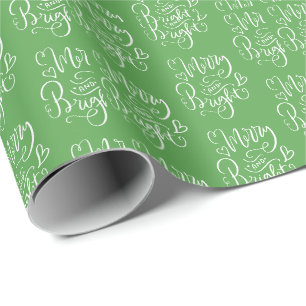 Merry Bright Green Christmas Wrapping Paper