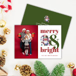 Merry & Bright Green Red Christmas Photo Holiday Card<br><div class="desc">Spread holiday cheer with our Merry & Bright Green Red Christmas Photo Holiday Card! This whimsical, photo card features a festive red and green design, perfect for adding a touch of charm to your holiday greetings. With its cosy look, it’s ideal for sending warm wishes to family, friends, and loved...</div>