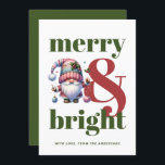 Merry & Bright Green Red Gnome Non-photo Christmas Holiday Card<br><div class="desc">Spread holiday cheer with our Merry & Bright Green Red Gnome Christmas Card! This whimsical, non-photo card features a festive red and green design, perfect for adding a touch of charm to your holiday greetings. With its cosy look, it’s ideal for sending warm wishes to family, friends, and loved ones....</div>
