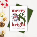 Merry & Bright Green Red Gnome Non-photo Christmas Holiday Card<br><div class="desc">Spread holiday cheer with our Merry & Bright Green Red Gnome Christmas Card! This whimsical, non-photo card features a festive red and green design, perfect for adding a touch of charm to your holiday greetings. With its cosy look, it’s ideal for sending warm wishes to family, friends, and loved ones....</div>