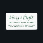 Merry & Bright Green White Return Address Label<br><div class="desc">Add some extra cheer to your holiday cards and invitations with our festive Merry Christmas return address labels. This stylish Christmas design features 'Merry & Bright' in green handwritten chic script calligraphy on a white background. Simply add your name and address. Exclusively designed for you by Happy Dolphin Studio. If...</div>