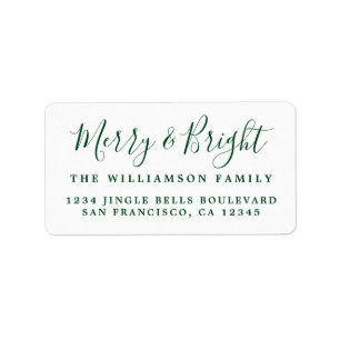 Merry & Bright Green White Return Address Label