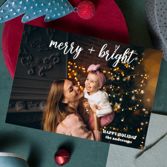 Merry Bright hearth Modern Trendy Christmas Photo Holiday Card (Creator Uploaded)