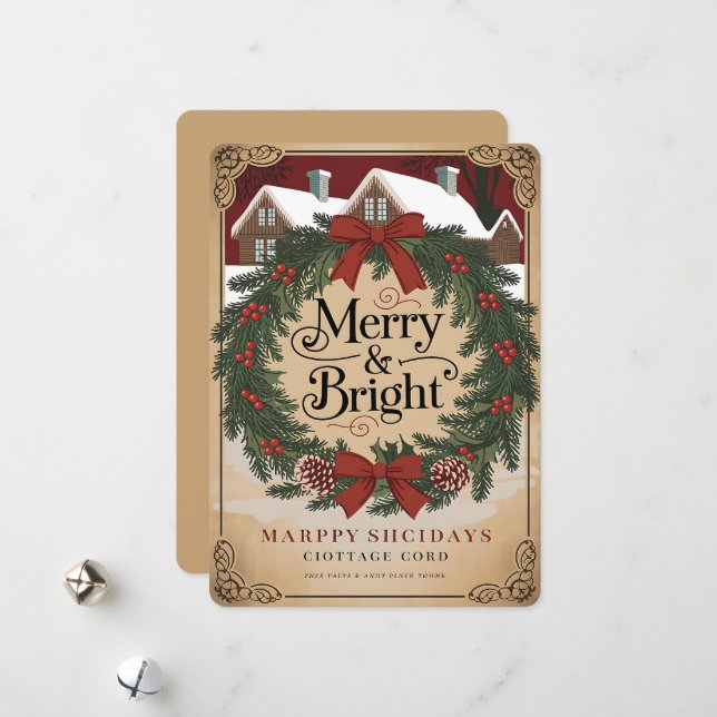 Merry & Bright Holiday Card (Front/Back In Situ)
