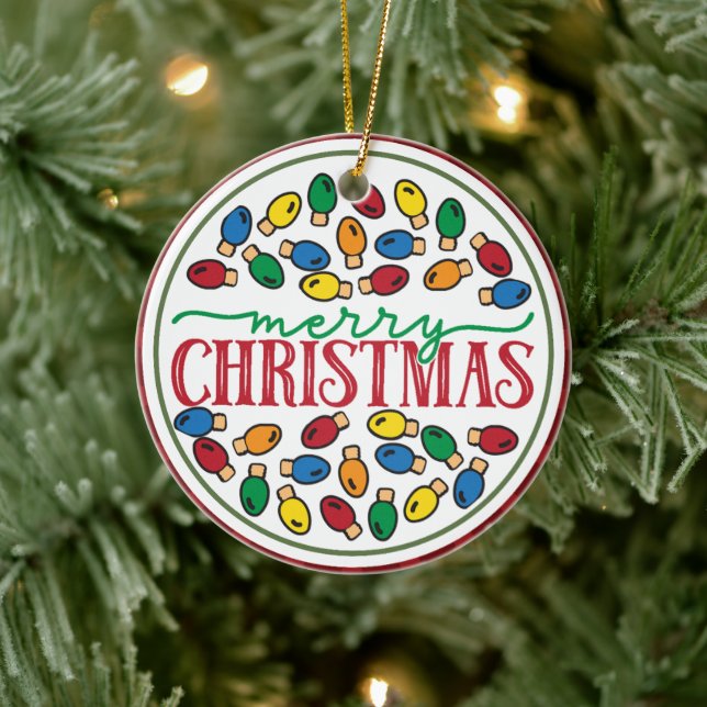 Merry & bright holiday ornaments, Christmas lights Ceramic Tree Decoration (Tree)