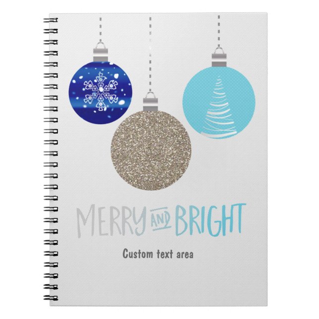 Merry & Bright Holiday Ornaments Journal Notebook (Front)