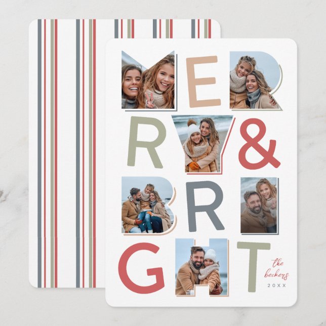 Merry & Bright Holiday Photo Collage (Front/Back)