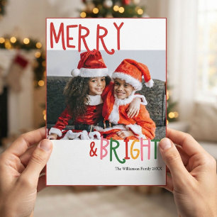 Merry Bright Holiday Photo College Fund QR code Invitation