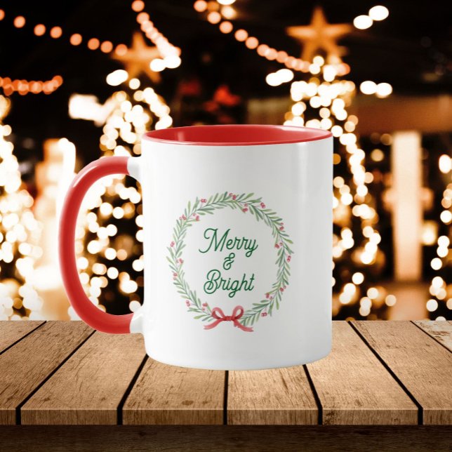 Merry & Bright Holiday Wreath Mug (In Situ Christmas)