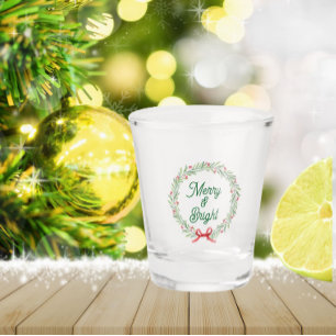 Merry & Bright Holiday Wreath Shot Glass