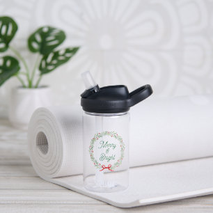 Merry & Bright Holiday Wreath Water Bottle