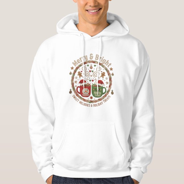 Merry & Bright Hot Cocoa Christmas Mug Design Hoodie (Front)
