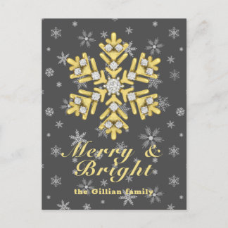 merry & bright illusrtration postcard