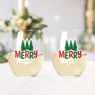 Merry & Bright It's Christmas Time Stemless Wine Glass