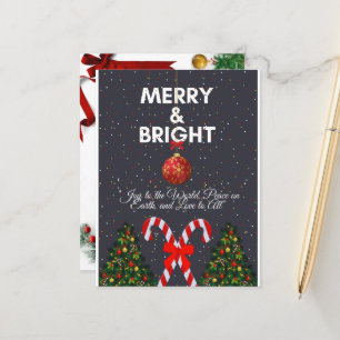 "Merry & Bright Joyful Christmas Card" Holiday Postcard