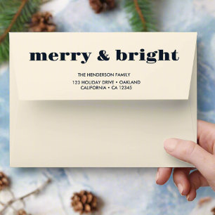 Merry & Bright l Blue Watercolor Pine Forest Envelope