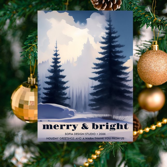 Merry & Bright l Forest Blue Tree Business  Holiday Card (Creator Uploaded)