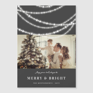 Merry & Bright Light Sparkles Photo Magnetic Card