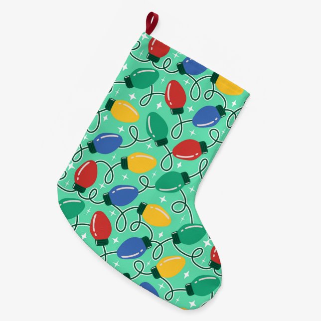 Merry & Bright Lights Large Christmas Stocking (Front (Hanging))