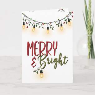 Merry & Bright Lights Photo Collage Christmas Holiday Card
