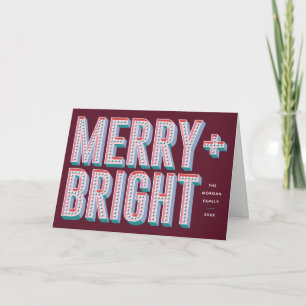 Merry + Bright Marquee Greeting Card - Red