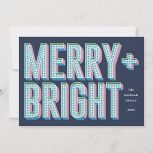 Merry + Bright Marquee Holiday Card - Blue
