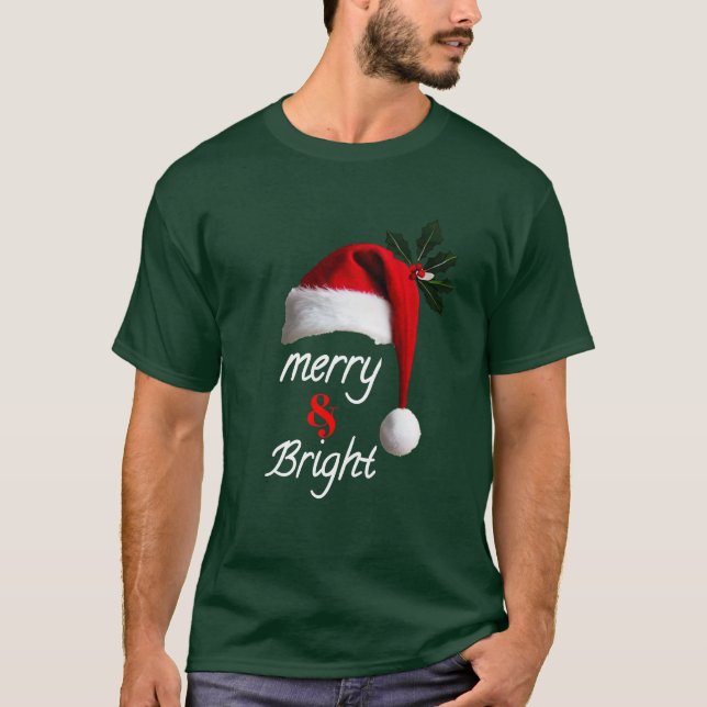 Merry & Bright Men T-Shirt Stylish Holiday Fashion (Front)
