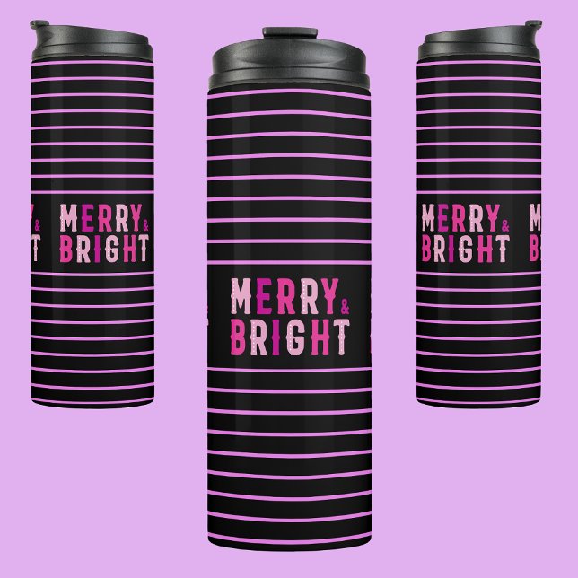 Merry & Bright, Merry Christmas, Christmas Gift Thermal Tumbler (Creator Uploaded)