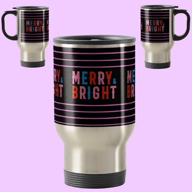 Merry & Bright, Merry Christmas, Christmas Gift Travel Mug (Creator Uploaded)