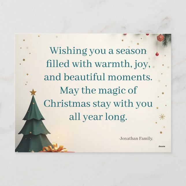 Merry & Bright Minimal Christmas Greeting Card (Back)