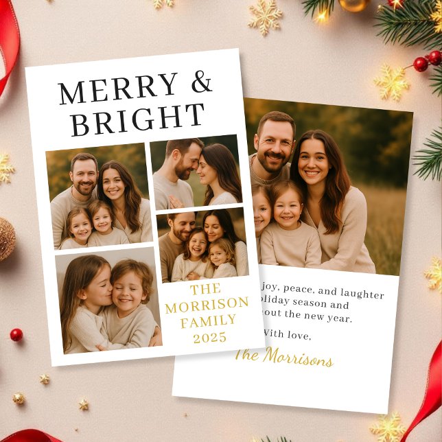 Merry & Bright Minimal Luxury Photo Holiday Card (Creator Uploaded)