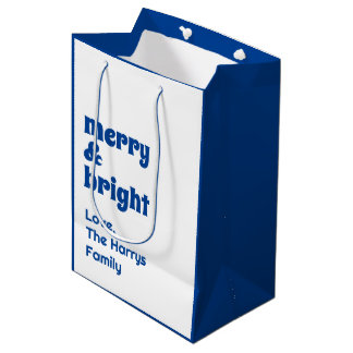 Merry & Bright Minimalist Christmas Family Black Medium Gift Bag