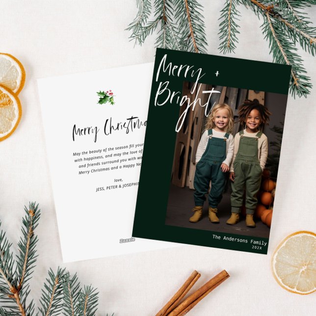 merry bright modern christmas holiday card (Creator Uploaded)