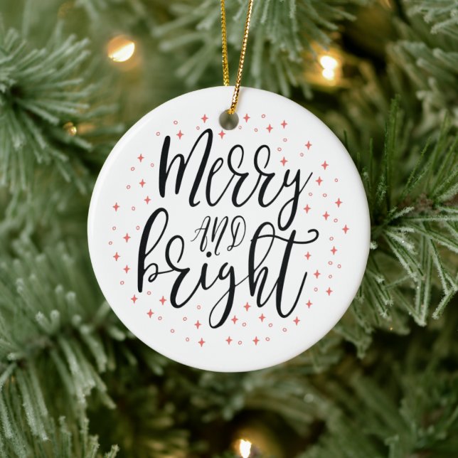 Merry & Bright  | Modern Christmas Photo Ornament (Tree)