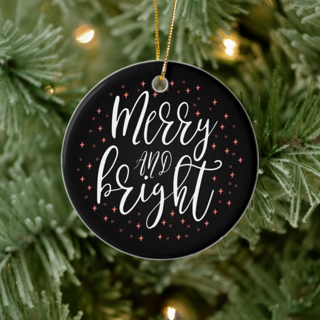 Merry & Bright  | Modern Christmas Photo Ornament (Tree)