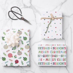 Merry & Bright Modern Christmas Wrapping Paper Sheet