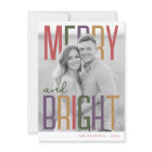 Merry & Bright Modern Colorful Photo Holiday Card