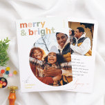 Merry & Bright Modern Colourful Christmas Photo<br><div class="desc">Give your Christmas cards a sparkle with real gold, silver, or rose gold foil! Bring a splash of colour and joy to your holiday greetings with this vibrant “Merry & Bright” Christmas photo foil card. The front features bold sans-serif lettering in cute pastel hues, with a round family photo adding...</div>