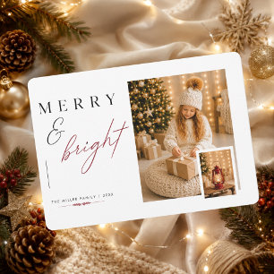 Merry & Bright Modern Family Christmas Photo Holiday Card