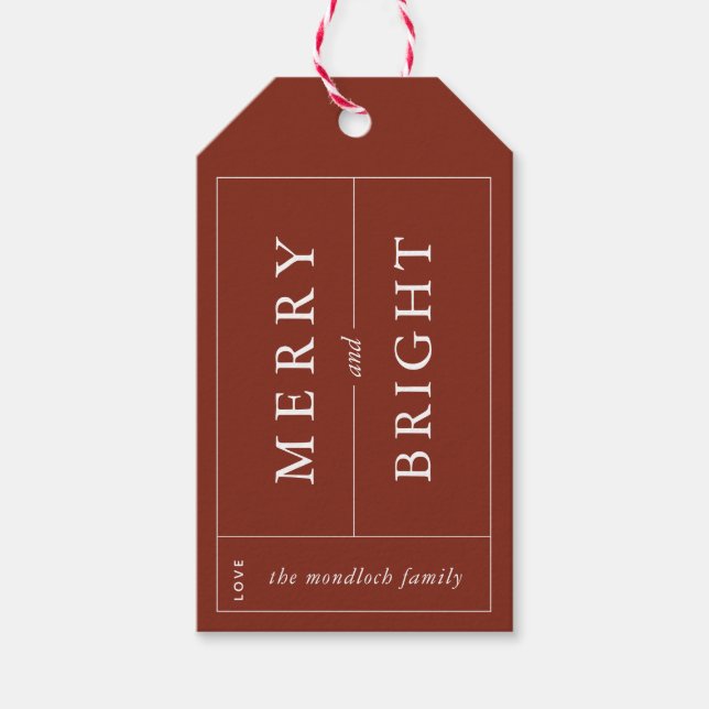 Merry & Bright Modern Gift Tag (Front)